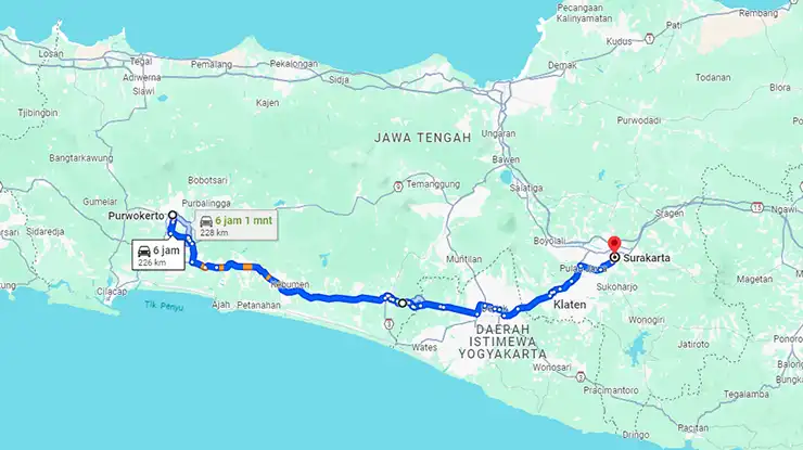 Jalur Bus Eka Purwokerto Solo