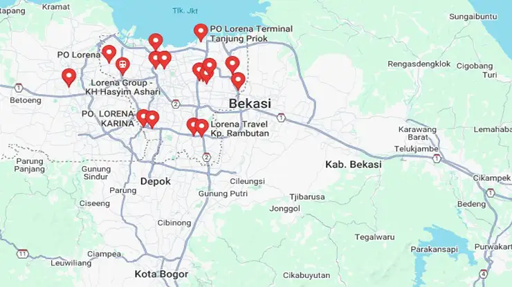 Lokasi Agen Bus PO Lorena DKI Jakarta