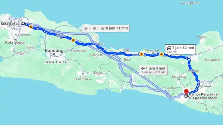 Rute Bekasi Rosin Yogya