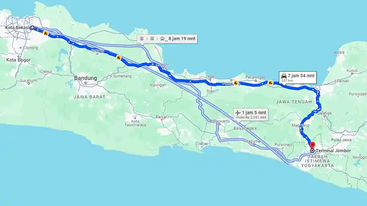 Rute Bekasi Terminal Jombor