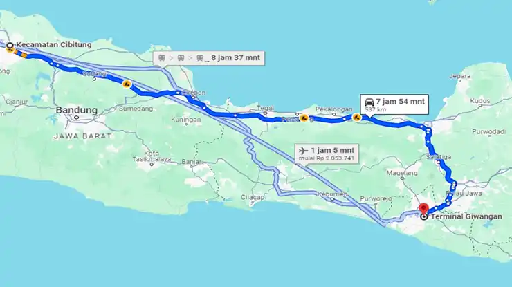 Rute Cibitung Terminal Giwangan