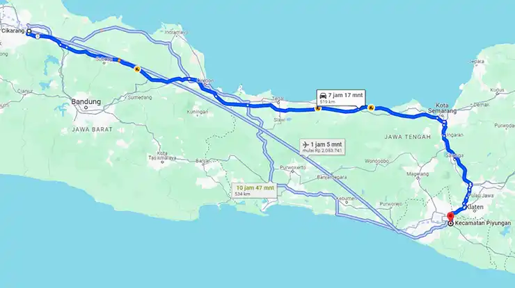 Rute Cikarang Piyungan