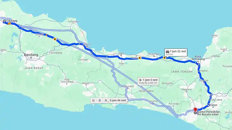 Rute Cikarang Rosin Yogya