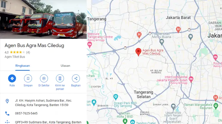 Alamat Agen Bus Agra Mas Ciledug