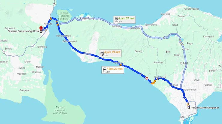 Rute Bus DAMRI Denpasar Banyuwangi