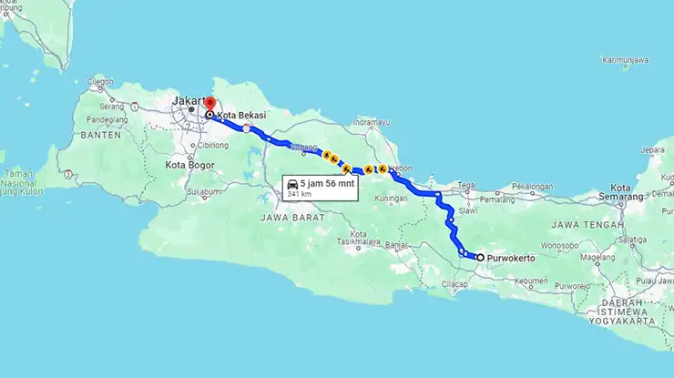 Rute Bus Sinar Jaya Purwokerto Bekasi