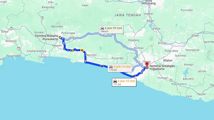 Rute Bus Eka Purwokerto Jogja