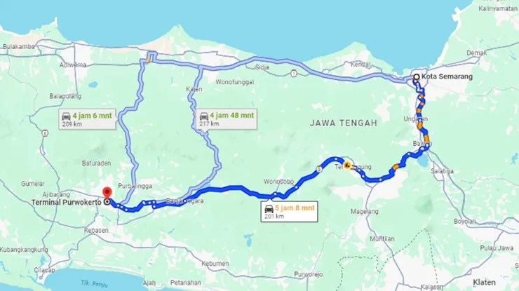 Rute Bus Rosalia Indah Semarang Purwokerto