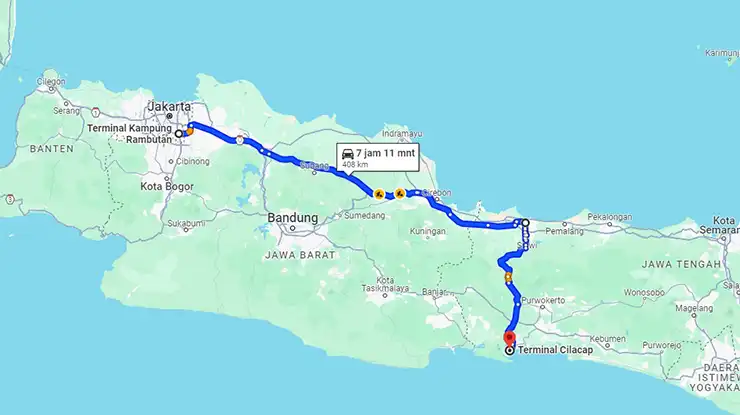 Rute Bus Sinar Jaya Jakarta Cilacap