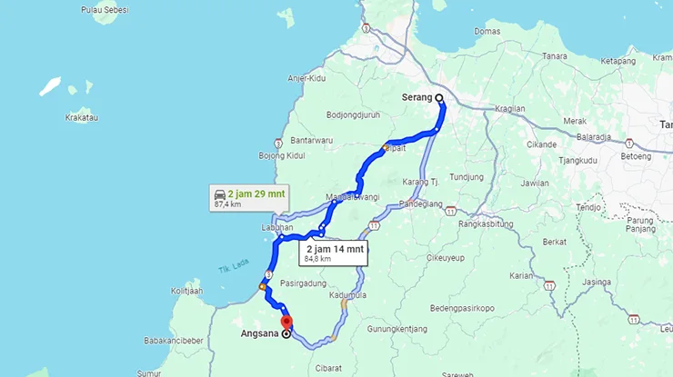 Rute Perjalanan DAMRI Serang Angsana