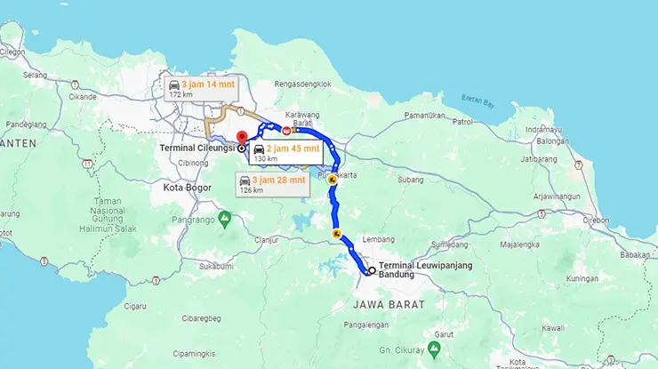 Rute Bus MGI Bandung Bogor