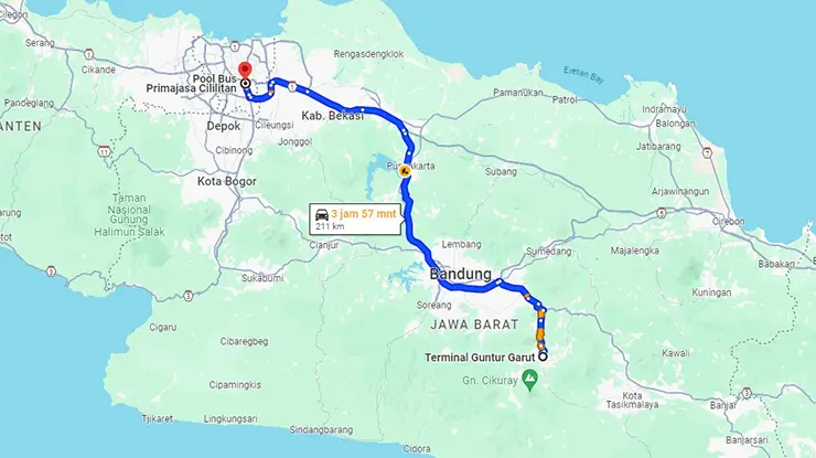 Rute Bus Primajasa Garut Jakarta