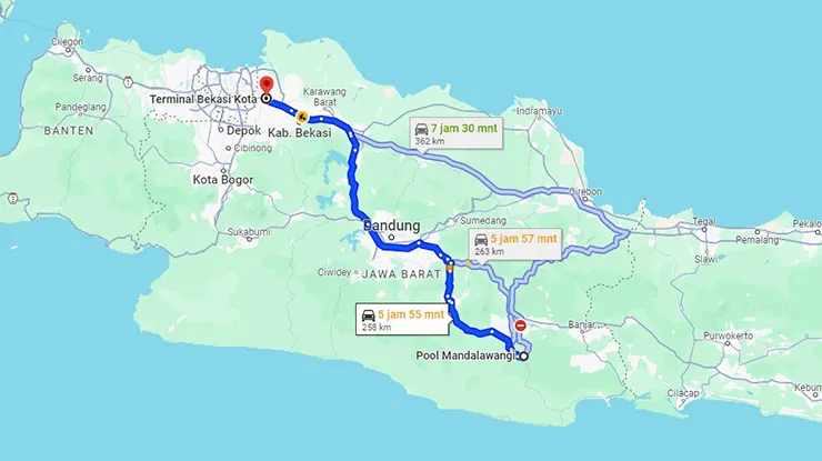 Rute Bus Primajasa Tasikmalaya Bekasi