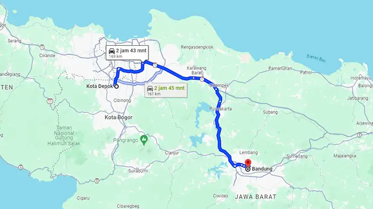 Rute Bus MGI Depok Bandung