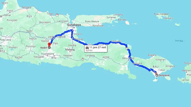 Rute MTrans Denpasar Kediri