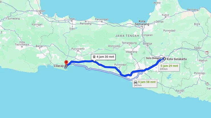 Rute PO Sugeng Rahayu Solo Cilacap