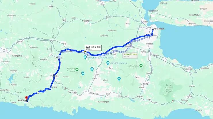 Rute Bus Aneka Jaya Surabaya Pacitan