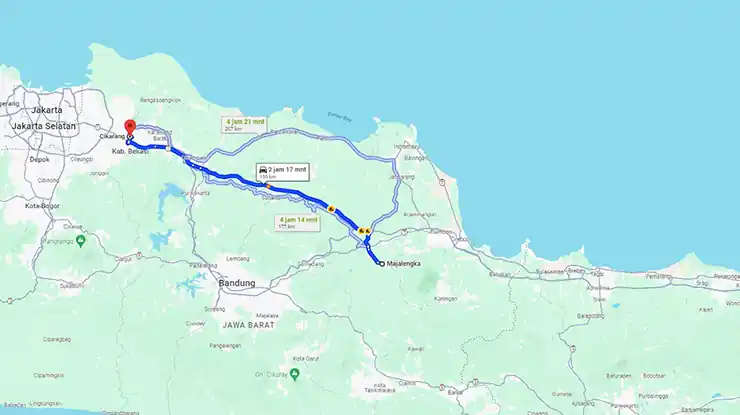 Rute Bus CBU Majalengka Cikarang