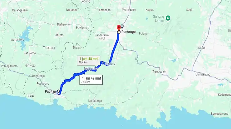 Rute Bus DAMRI Pacitan Ponorogo