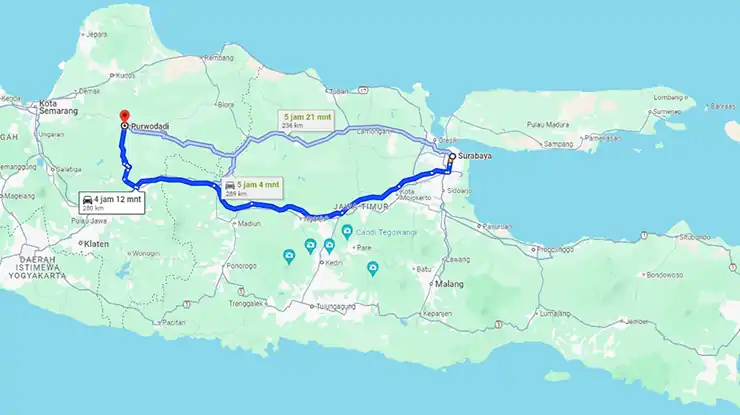 Rute Bus Jaya Utama Surabaya Purwodadi